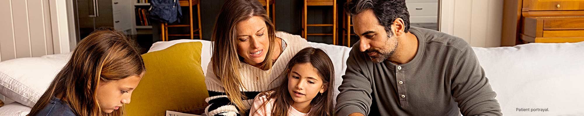 Family playing a game together.