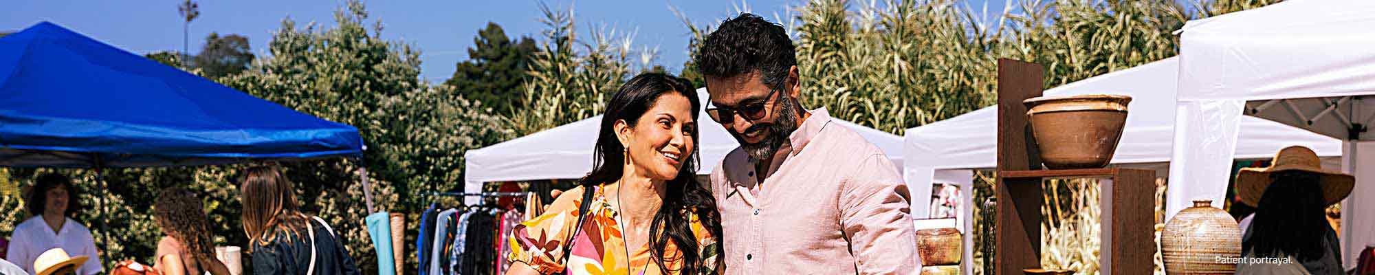 A couple shopping at a flea market