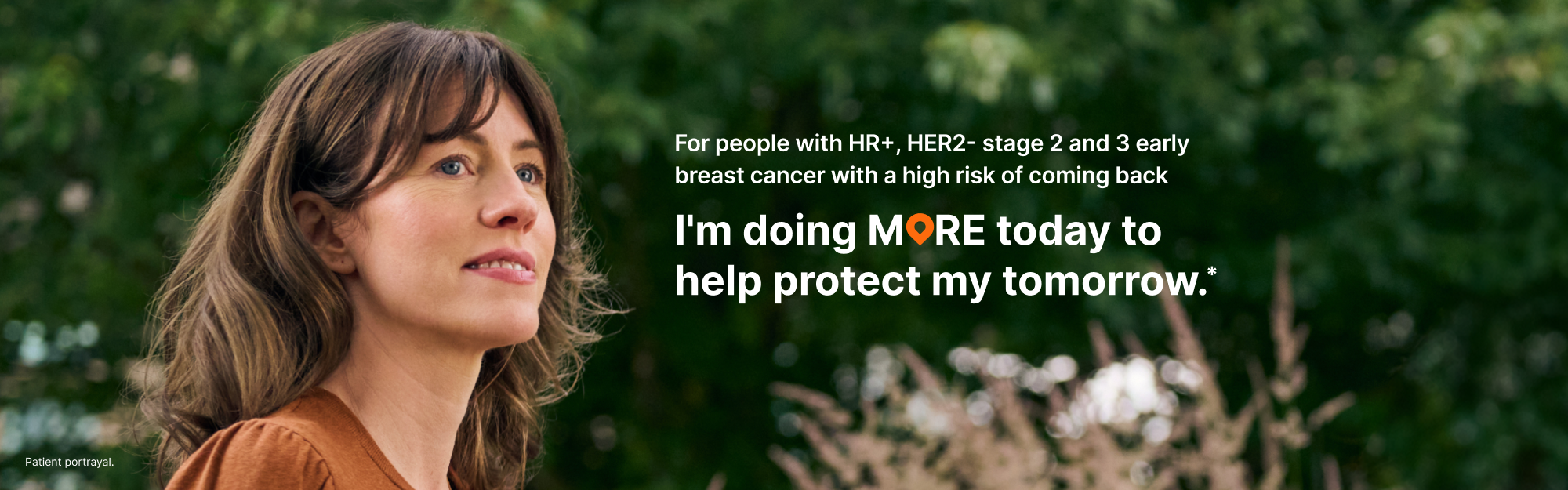 For people with HR+, HER2- stage 2 and 3 early breast cancer with a high risk of coming back. I’m doing more today to help protect my tomorrow.